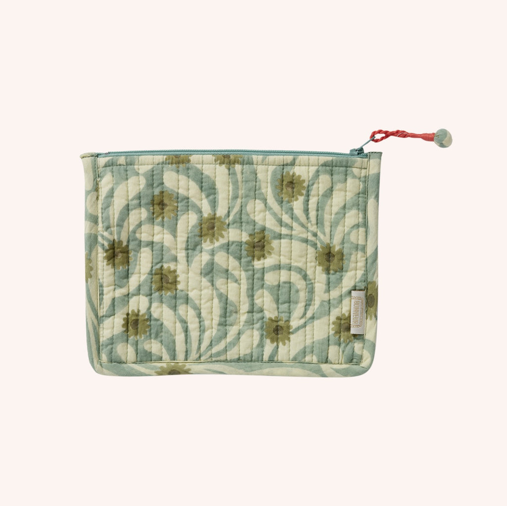 POUCH Poppies Blue Green