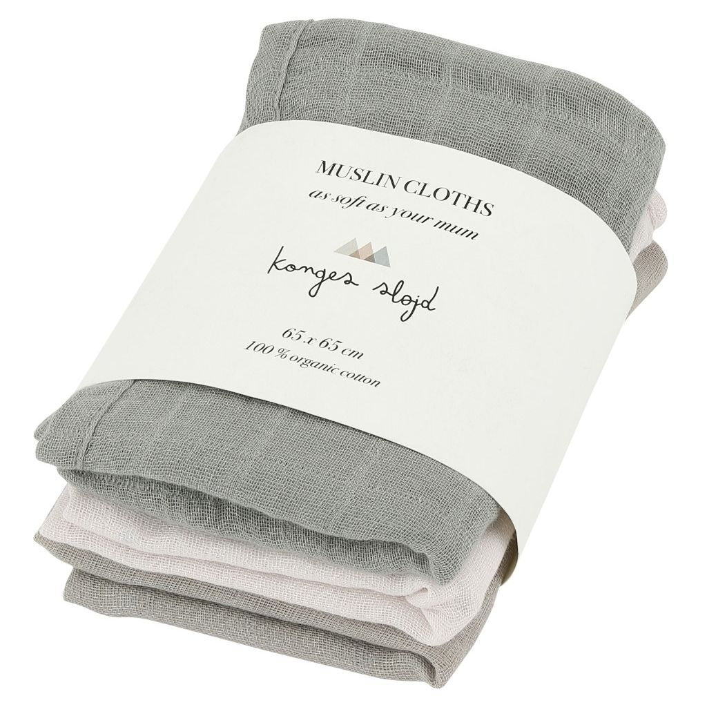 3 PACK ORGANIC COTTON SWADDLES Rose dust
